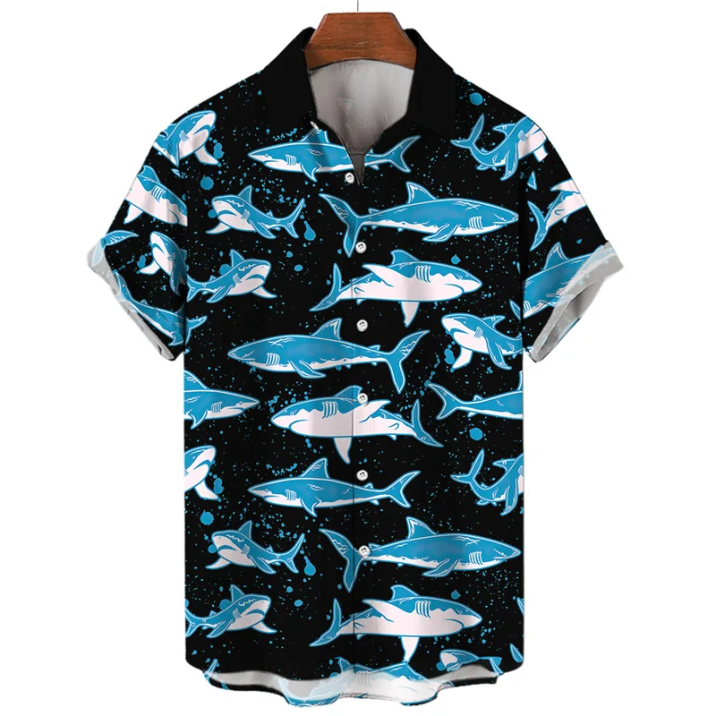 3d Print Shark Jellyfish Hawaiian Shirt For Men Casual Sea Life Animal Pattern Short Sleeve Blouse Summer Fashion Top Shirts