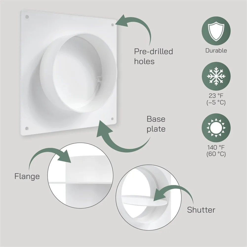Plastic Louvered Flange for 100mm 150mm Round Ventilation Ducts Designed for Reliable Performance in Humid Environments