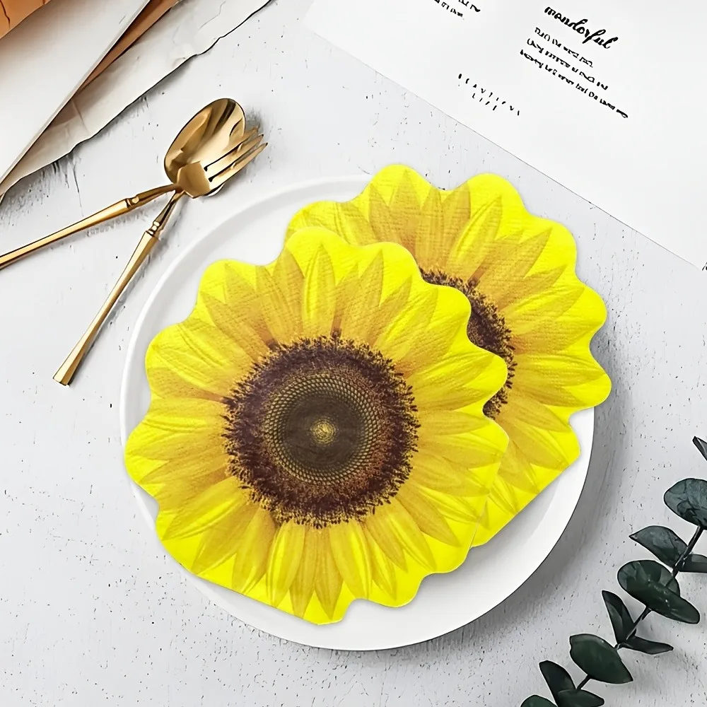 

Shaped Cut Edge Three-dimensional Sunflower Printing Napkin Decorative Paper Mouth Cloth High-end Wedding Folding Facial Tissue