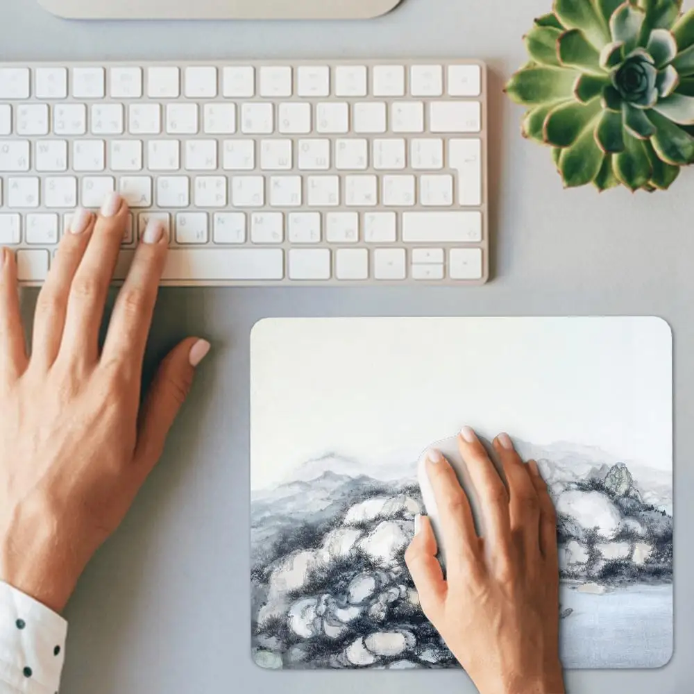 Chinese Ink Wash Landscape Zen Ar HYBXAXC Small Mouse Pad Thickened Desktop Computer Keyboard Wireless Boy Girl Gift for CS DOTA