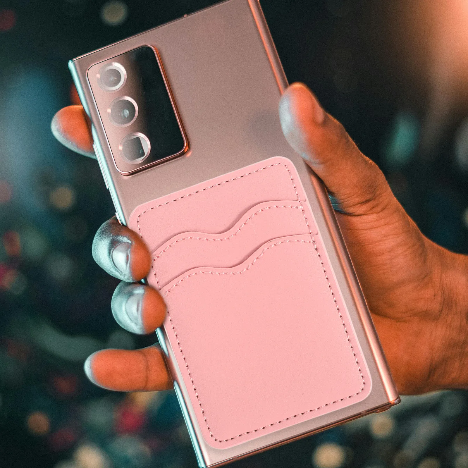 Phone Card Holder Fake Adhesive Slim Wallet for Back of Phone Dual Slot Secure Hold Credit Id Business Cards Universal