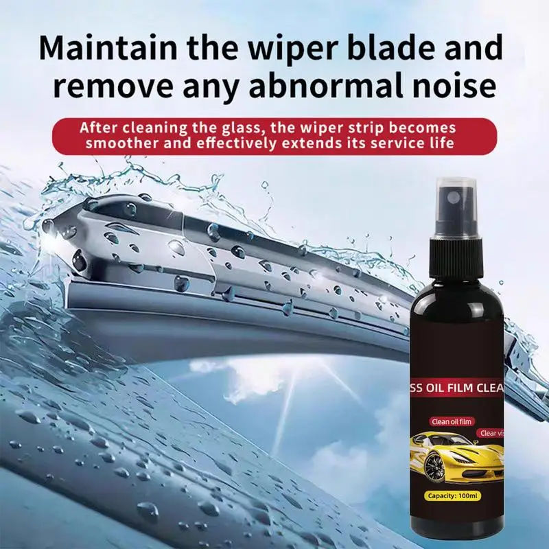 

Glass Oil Film Remover 100ml Car Windshield Oil Film Cleaning Spray SUV Minivan And Caravan Dirt Mud Bird Droppings Cleaner For