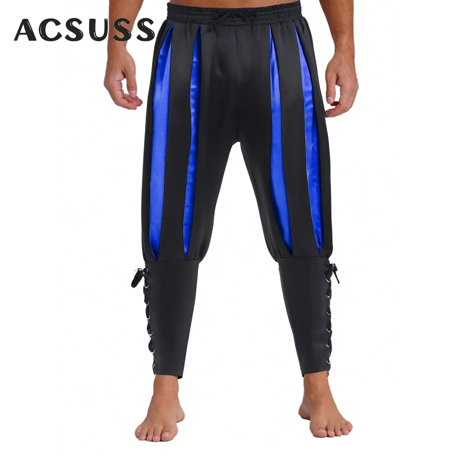

Mens Medieval Viking Navigator Pirate Ankle Banded Pants Renaissance Gothic Harem Trousers Halloween Theme Party Cosplay Costume