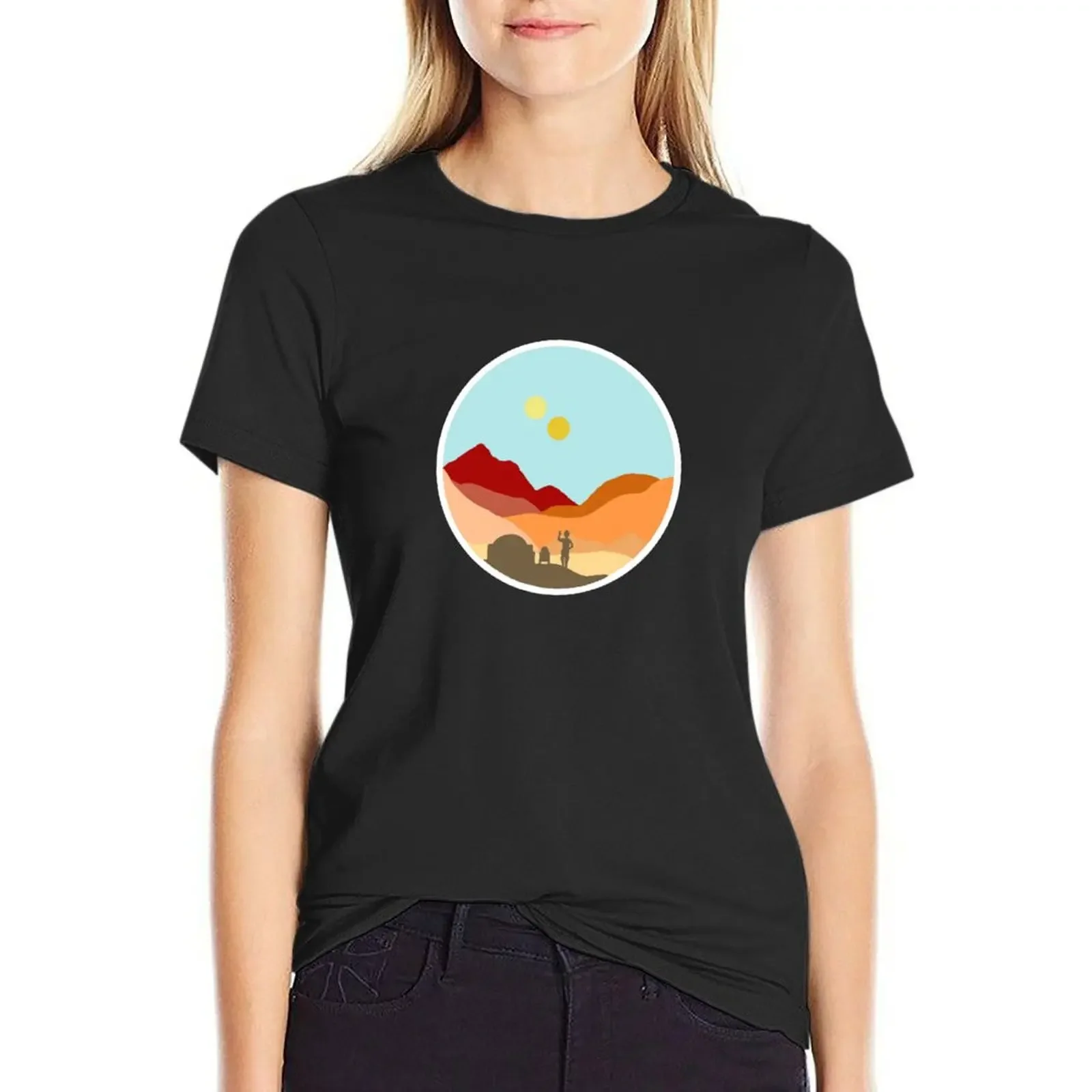 

Droids in Space T-Shirt aesthetic clothes Blouse Female clothing black t shirts for Women