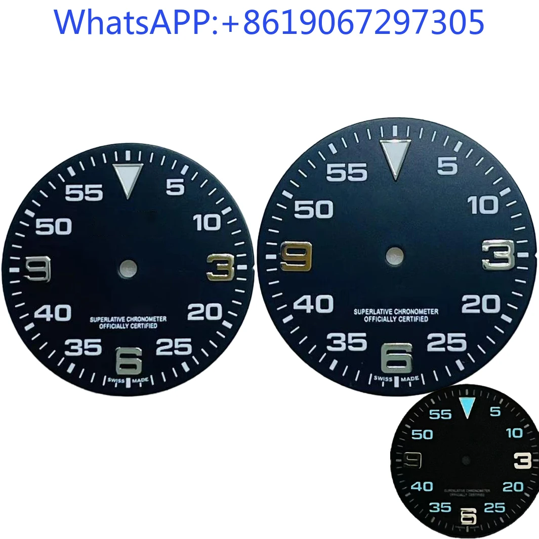 28.5/31mm Pilot 369 Arabic Air Sports Diving Watch Dial Suitable for NH35/36 Automatic Movement Blue Lume NH35 Case Mod Parts