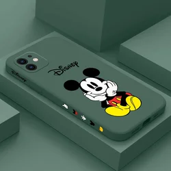 Custodia per telefono Disney Mickey con stampa laterale per iPhone 15 14 13 12 11 Pro Max Mini X XR XS MAX 8 7 Plus Cover in Silicone liquido