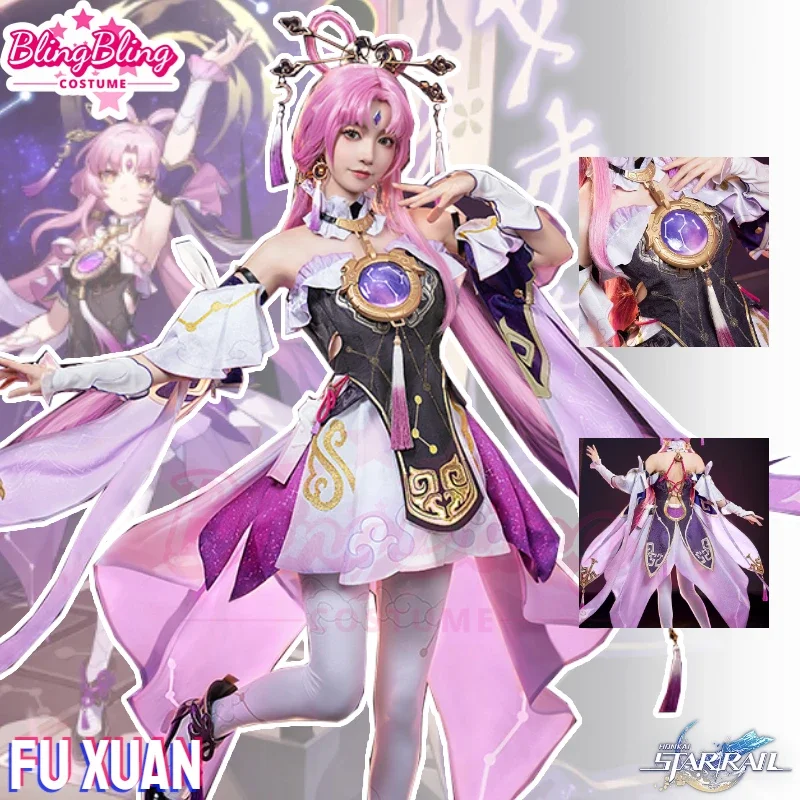 Game Star Rail FuXuan Cosplay Fu Xuan Costume Honkai Star Rail Fu Xuan Cosplay Costume Halloween Dress and Fu Xuan Cosplay Wig