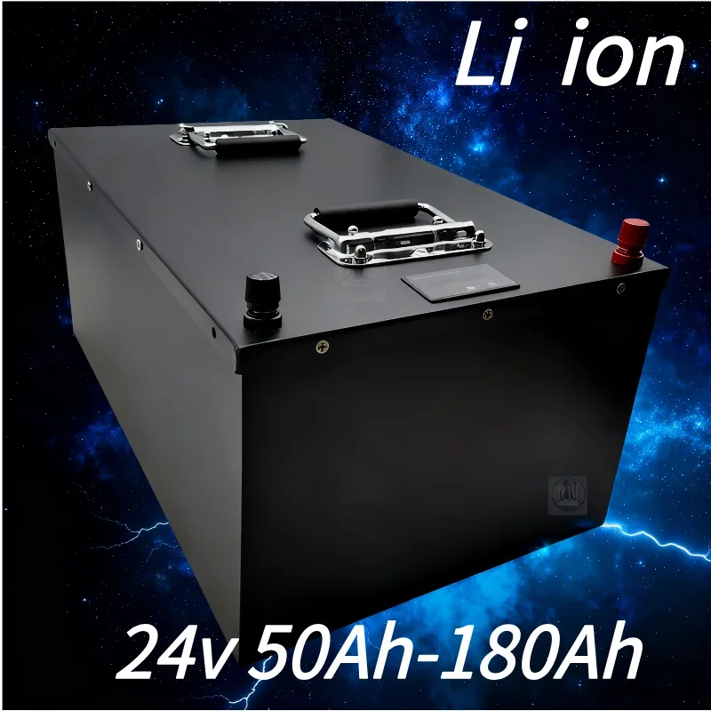 

Литий-ионная аккумуляторная батарея 24 В, 50 Ач-180 Ач, аккумулятор глубокого цикла для скутера RV EV, солнечной системы, тележки для гольфа, источник питания ИБП + 10 А F