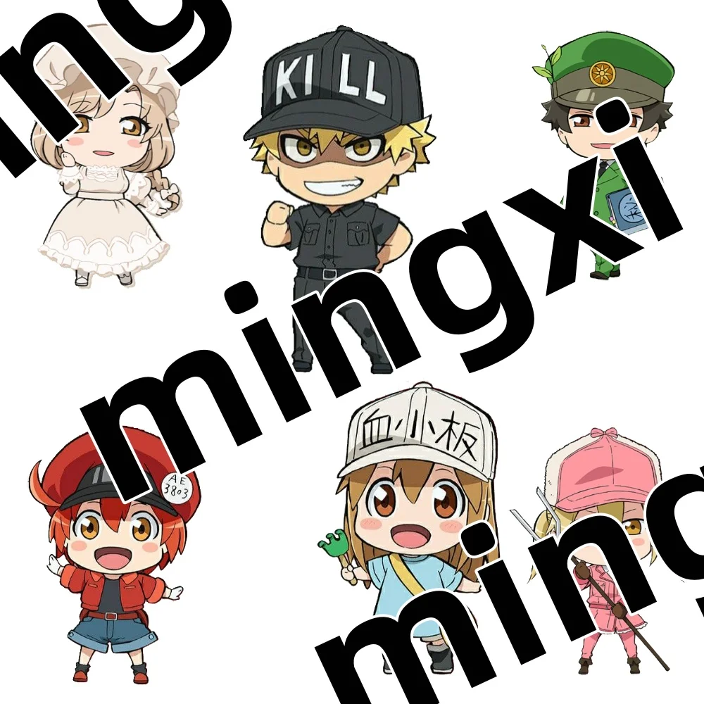 7pcs New Anime Cells At Work Acrylic Stand Model Cosplay Characters Ornament Accessories Goods Collection Gifts 10cm