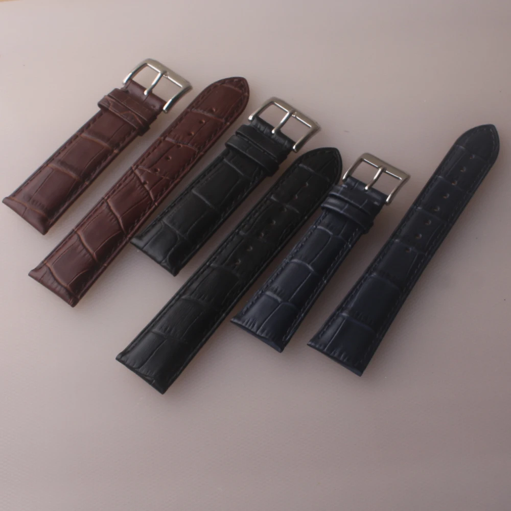 

Genuine Watchbands Watch strap with pin buckle common watch accessories Black Brown Blue Leather Bands 14mm 18mm 19mm 20mm 21mm