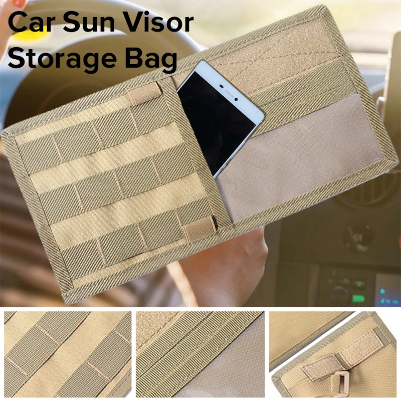 30x16cm Tactical Car Sun Visor Storage Bag EDC Pouch Car Accessories Visor Organizer Holder Case Sports Leisure Storage Clip