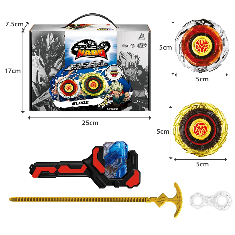 Infinity Nado 3 Original Crack Series-2 In1 Split Spinning Top Metal Nado Gyro Battle Gyroscope with Launcher Anime Toy Kid Gift