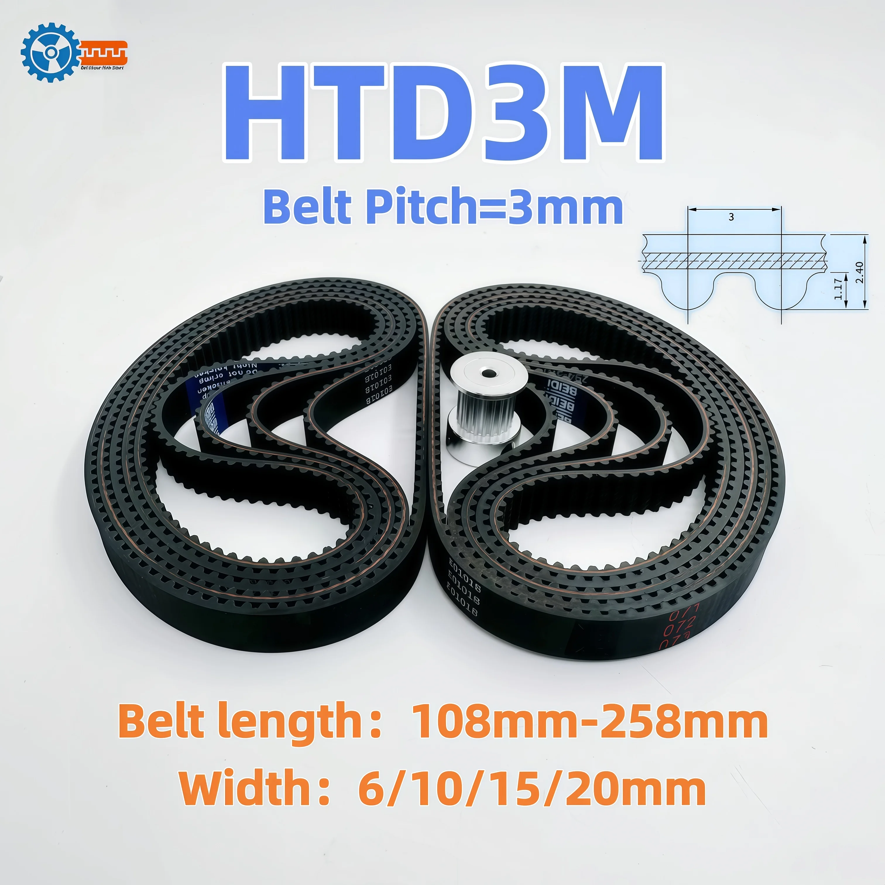 

HTD 3M Belt Width 6 10 15 20mm Timing Belt 3M Closed Loop Rubber Belt Length 108mm~258mm Pitch 3mm BeltGear 3M Synchronous Belt