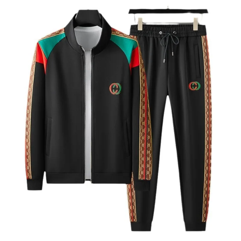 Two Piece Mens Sets Letter Embroidery Cardigan Full Jacket and Long Pants Fashion Autumn Winter Tracksuits Men Ropa De Hombres