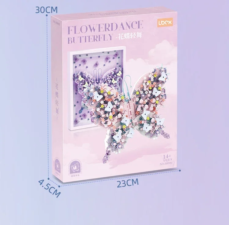 Diy sonhador fluindo borboleta blocos de construção flor com moldura foto crianças brinquedos colorido tijolo montagem modelo menina presentes aniversário