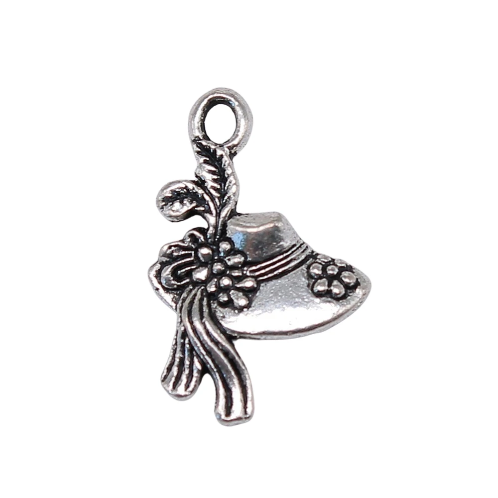 40pcs 22x14mm Antique Silver Plated Hat Charms Pendant For Jewelry Making