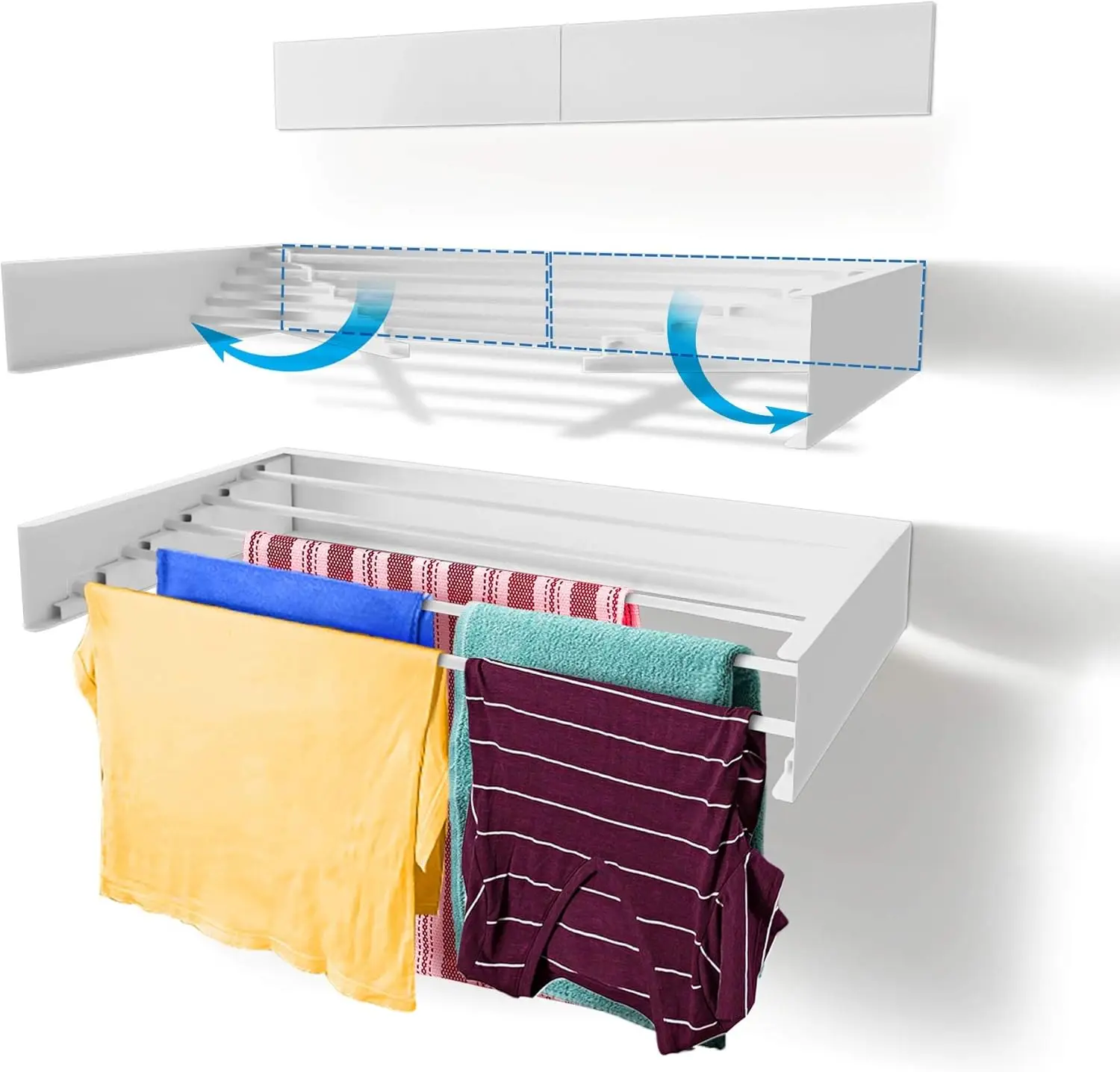 

Wall Mounted Retractable Clothes Drying Rack, 40lbs Capacity, 11.6 Ft Line, Easy Install with Template