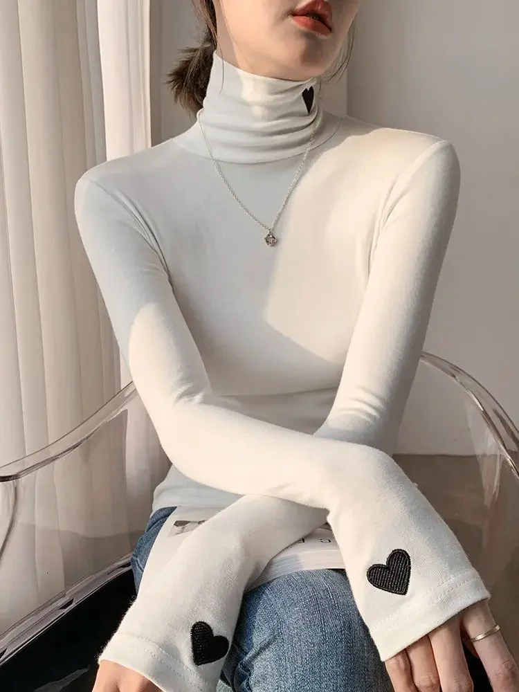 

Женская футболка с графическим рисунком, водолазка, белая одежда, топ 2024, теплая футболка, новинка, крутая футболка в корейском стиле XQ44