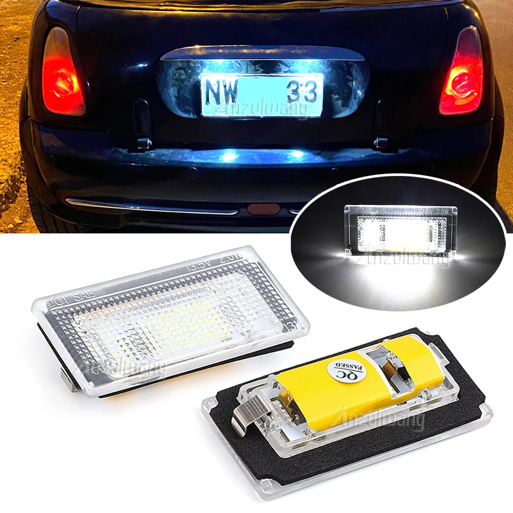 

White License Plate Light Assembly For Mini Cooper R50 2001-2006 R52 Convertible 2004-2008 R53 2001-2006 LED Number Plate Lamp