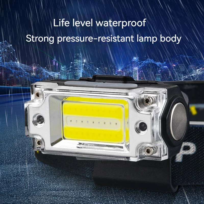 Sensor COB Headlight 5 Modes Mini Work Headlamp Torch Rechargeable Outdoor Cycling Fishing Camping Flashlight Hat Clip Head Lamp