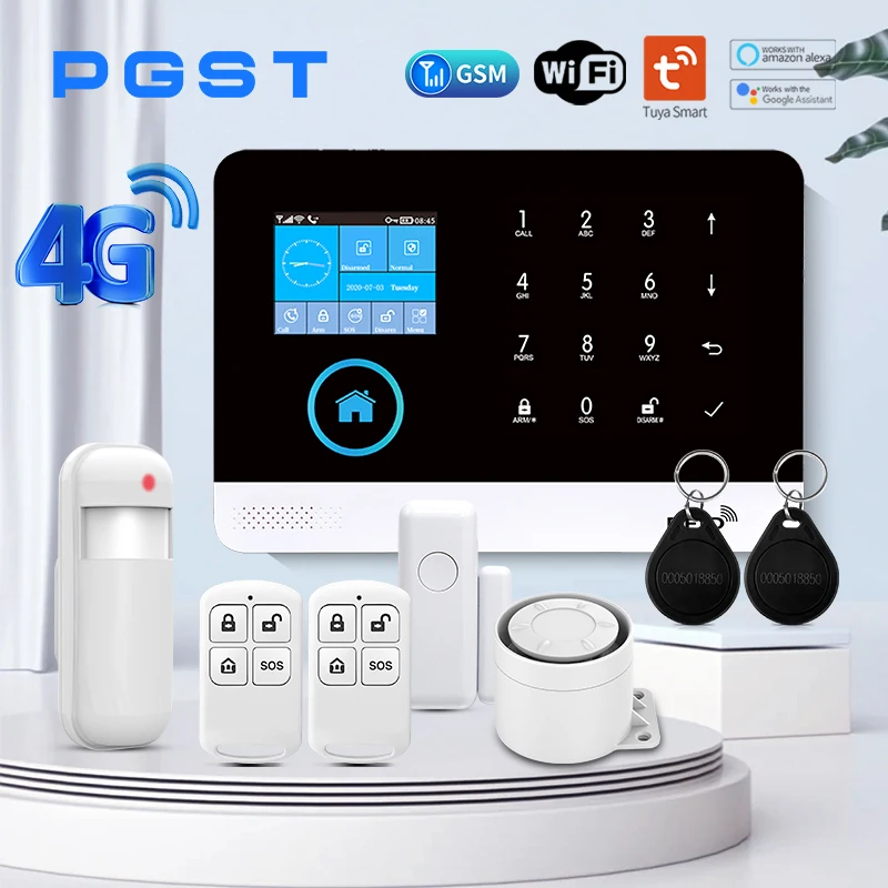 Wireless Home Security System 4G Smart Life App Alerts No Monthly fee, WiFi Alarm, Door Window Motion Sensor, for Home Security