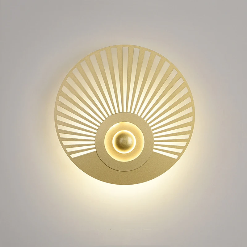 Golden Peacock Tail Wall Light Led 10W Luxury Decor Background Lamp Living Room Corridor Nordic Black Circle Bedside Sconce