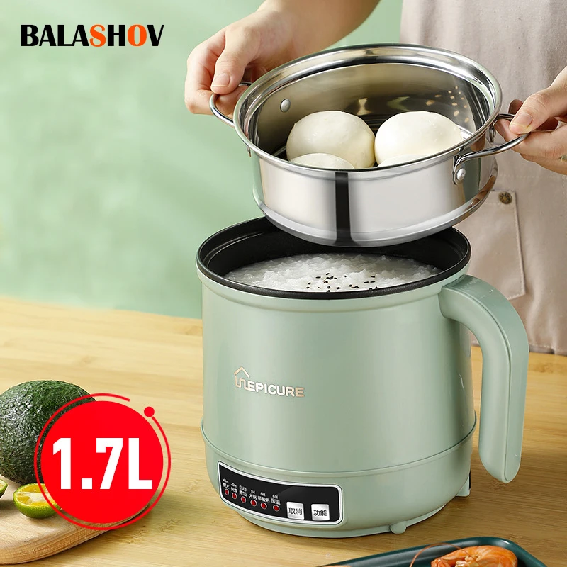 

Multifunction Electric Cooking Machine 1.7L Single/Double Layer Hot Pot Mini Intelligent Electric Rice Cooker Non-stick Pan Pots