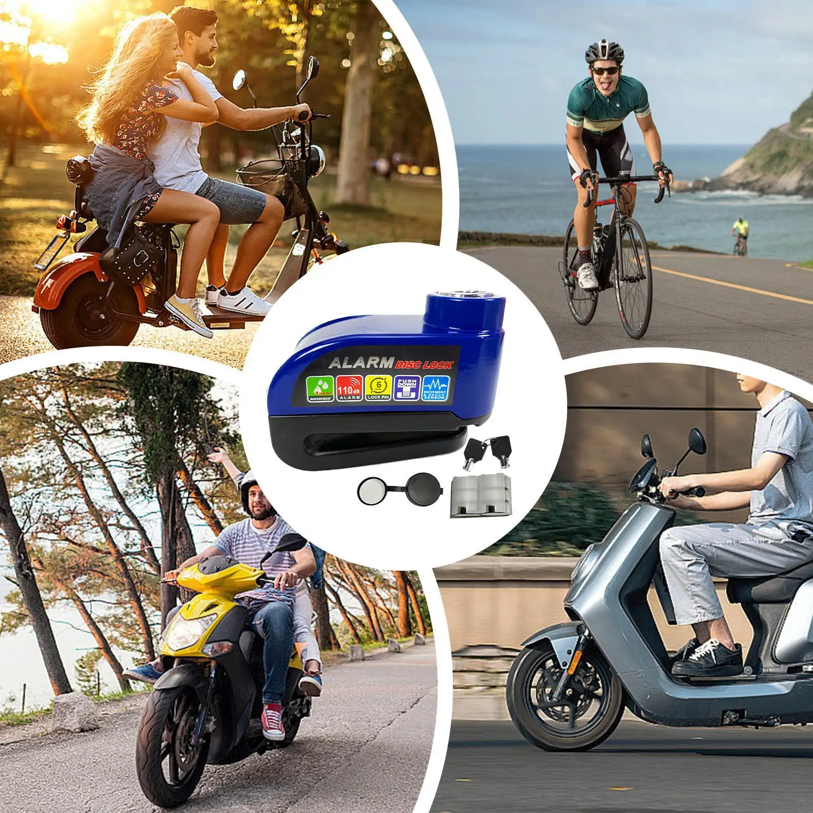 New Motorcycle Alarm Disc Brake Lock Security Motorbike Wheel Disk Padlock Waterproof 110dB Loud Anti Theft Alarm Motorcycle view 6