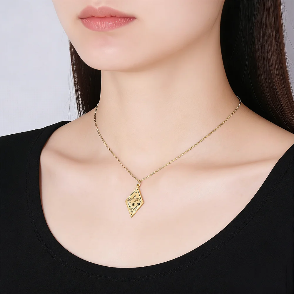 Fashion Mountain Pendant Necklace Gold Color Stainless Steel Hollow Snow Mountain Charm Jewelry Nature Lover Gift for Women 2026