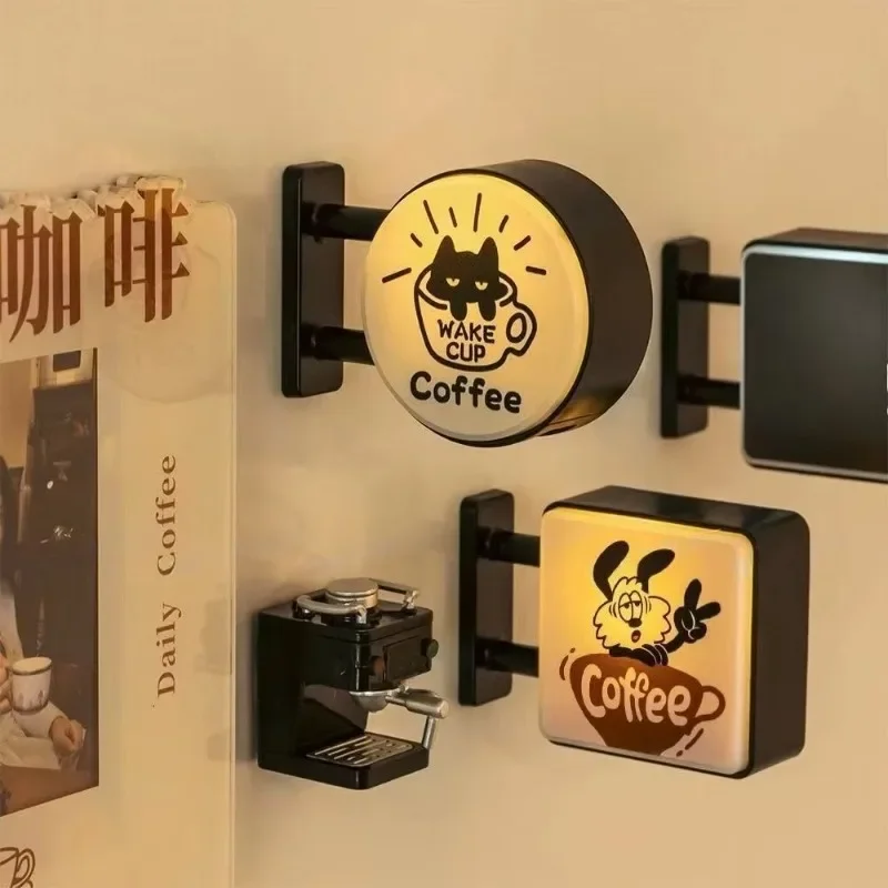Retro Fridge Magnet Mini Coffee Corner Refrigerator Magnet Japanese Creative Tourism Souvenir Magnetic Luminous Light Box
