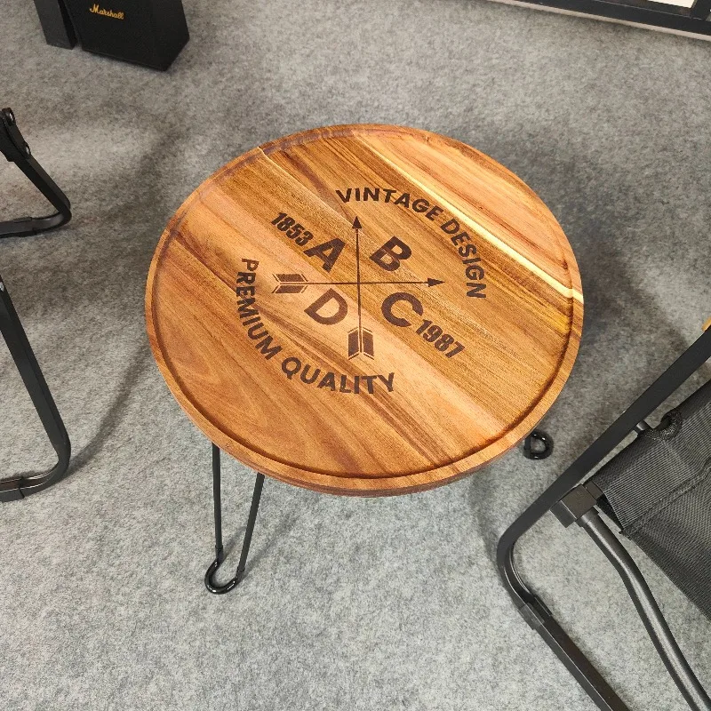 Solid Wood Folding Camping Table Portable Multifunctional Coffee Side Stand Compact Balcony Desk Outdoor Patio Furniture