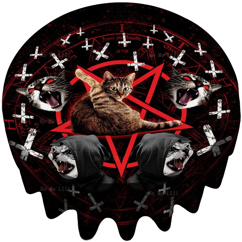Grappige ziel met cool satanische kat dood pentakel tafelkleed van Ho Me Lili voor tafelblad decor
