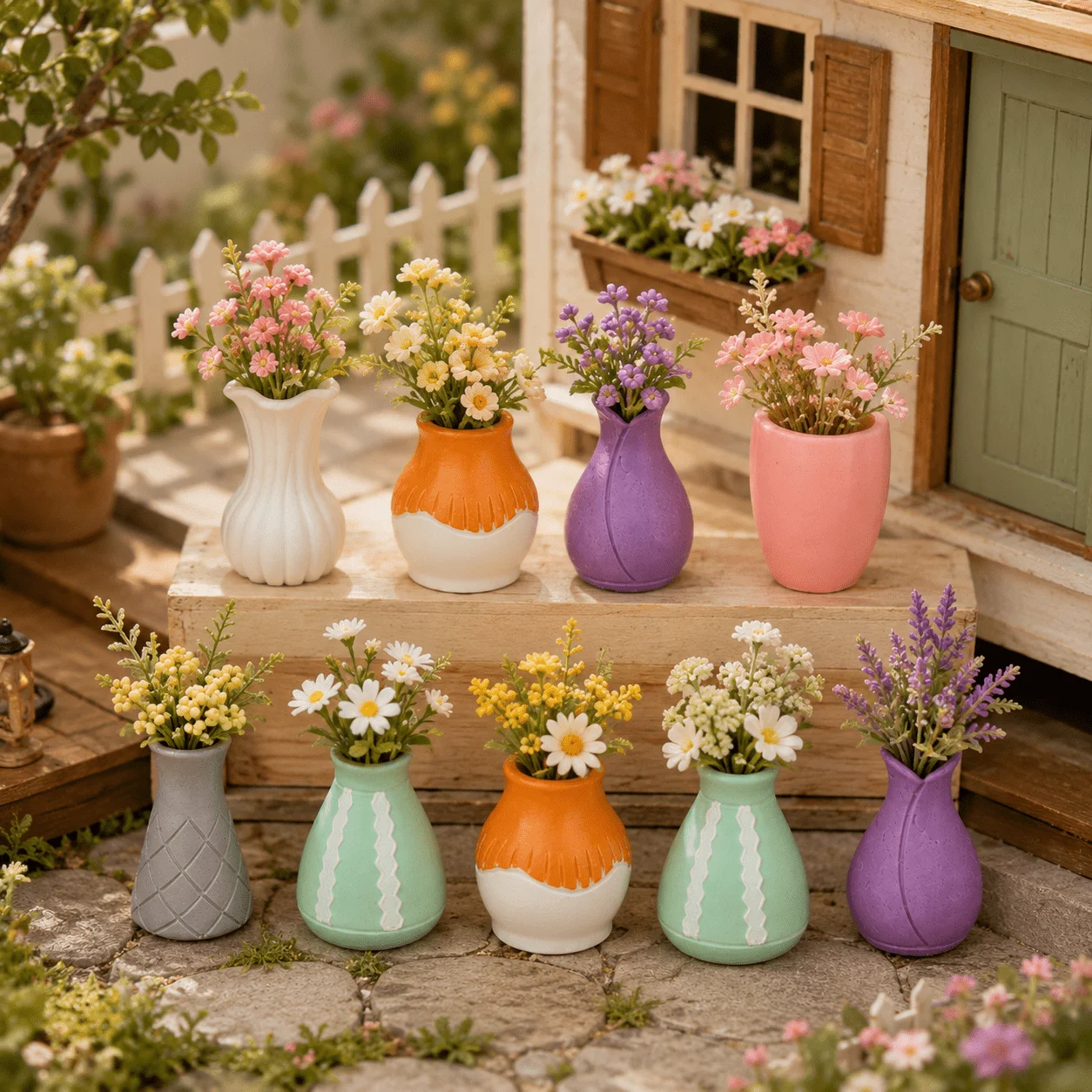 9pcs Random Miniature Vase Set, Miniature Landscape DIY Handmade Decorations,Small Garden Mini House Decoration Containers
