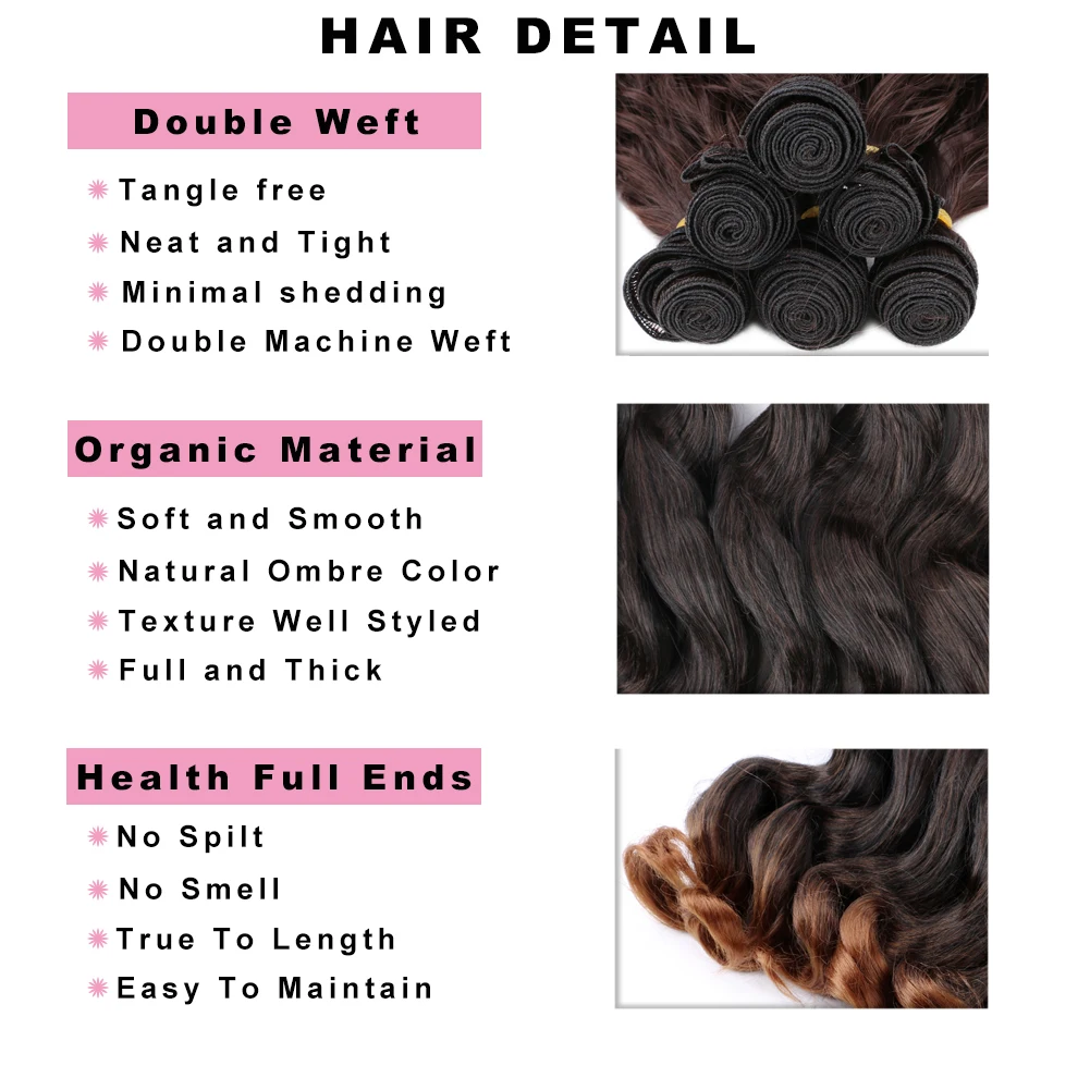 Extensions de Cheveux Synthétiques Bouclés pour Femme, Tissage en Lot, Deep Wave, 14, 18, 6