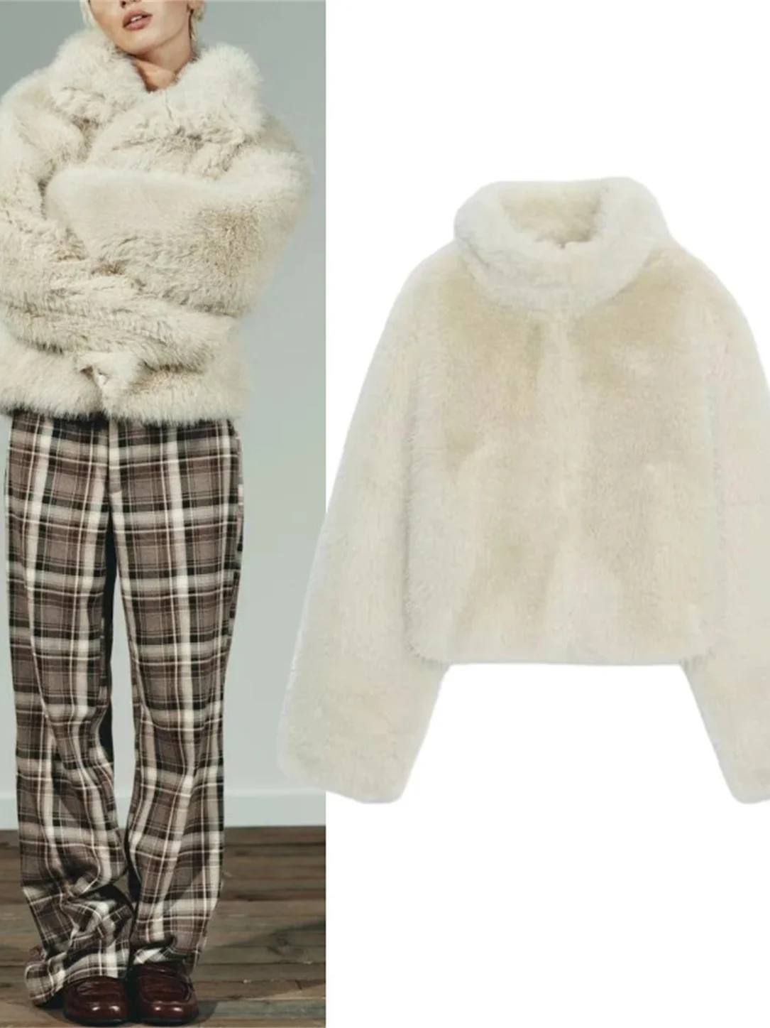 ملابس خارجية من الفرو الاصطناعي قابلة للتأثير للنساء مع إحساس راقي 5320725 معطف طويل من Ele #1