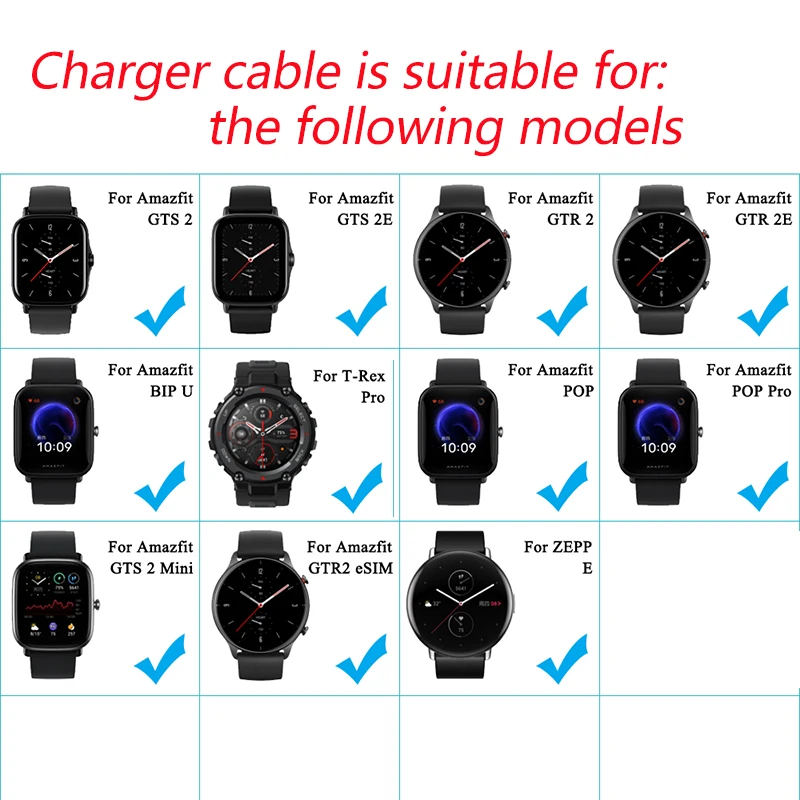 Ladegerät Kabel Für Amazfit GTR 2E SIM /T-REX PRO /GTR 2E/GTS 2E /GTS2 MINI/GTR2/BIP U/ZEPP E Smart uhr Dock Ladegerät Adapter USB Ladekabel Für Amazfit GTS 2 Mini T-Rex Pro GTR 2 2e Ladegerät Cradle Für Amazfit Bip U/