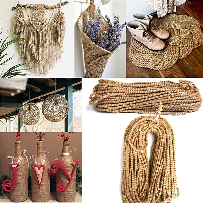 Natural Jute Twine Vintage Jute Rope Cord String Twine Burlap Brown Rope DIY Craft Gift Wrapping Packing Gardening Wedding Decor