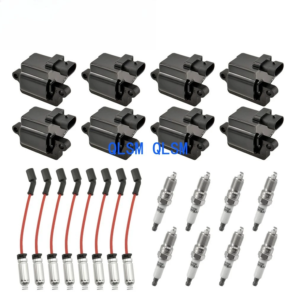 

8XIgnition coil + spark plug + wire sleeve for 2003 - 2007 Chevrolet GMC Hummer -