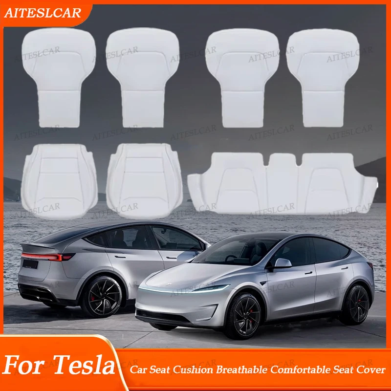 

For Tesla ModelY Juniper 2025 PU Seat Cushion Ventilation Comfortable, Four Seasons Universal Split Single Sitting Back row Set