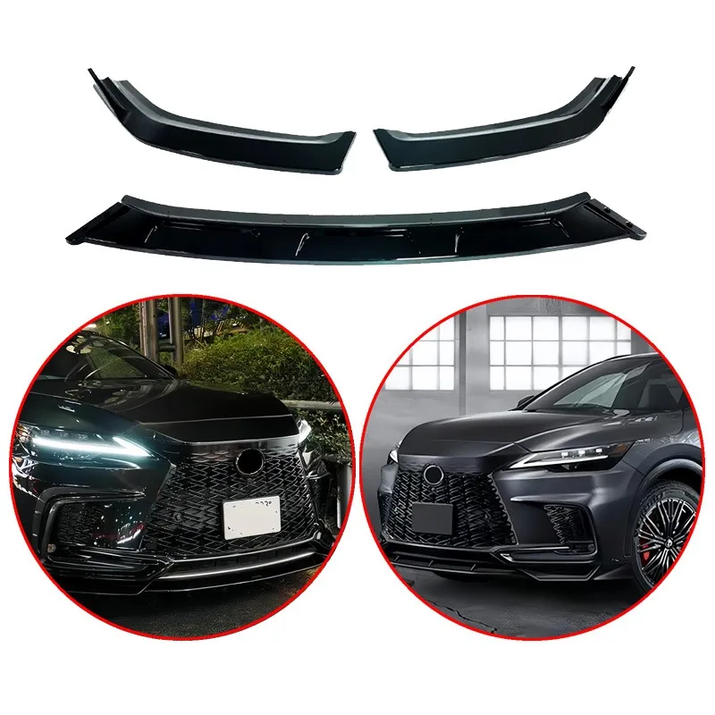 2023-2026 For Lexus RX500H F-sport MP Style Car 3PCS Front Spoiler Lip Splitter Bumper ABS Glossy Black Body Kit