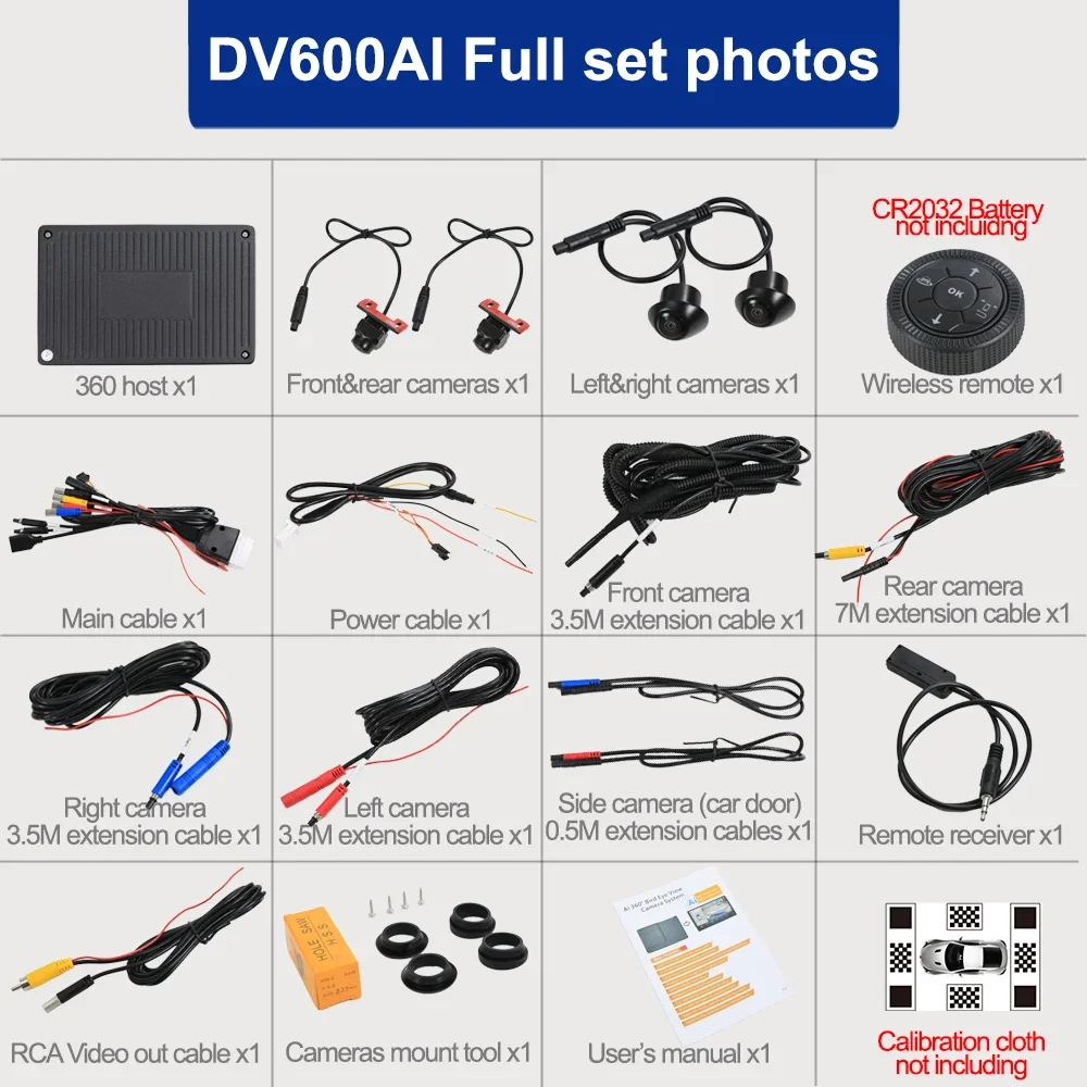 AI Panorama Universal Car Camera HD 3D 360 Degree Bird Eye Panoramic Parking System Monitor Surround Around View Dashcam