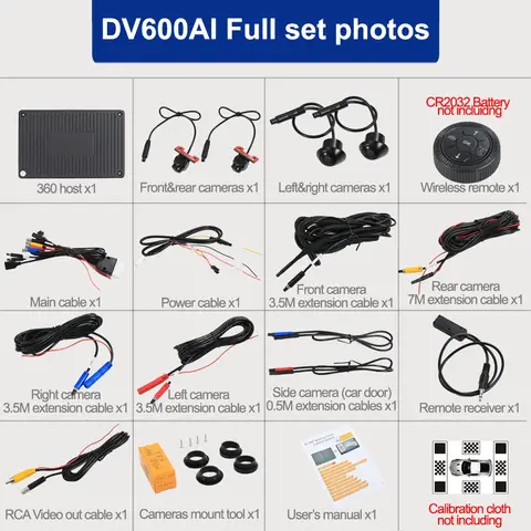 AI Panorama Universal Car Camera HD 3D 360 Degree Bird Eye Panoramic Parking System Monitor Surround Around View Dashcam