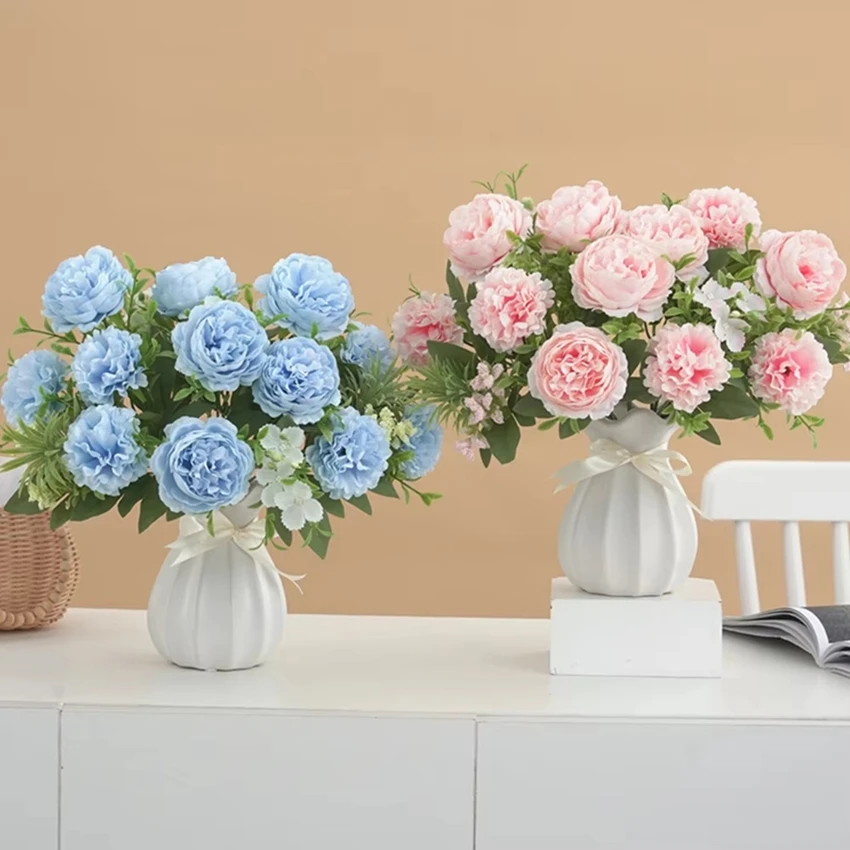 

6Pcs Artificial Flowers Chrysanthemum Peony Festival Accessory Home Room Table Centre Wedding Wreath Brial Bouquets Garden Decor