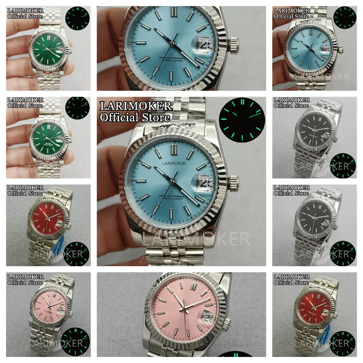 

LARIMOKER 36/39mm NH35A Automatic Watch For Men Sapphire Glass Case Hands Dial Luminous Jubilee Bracelet Watch