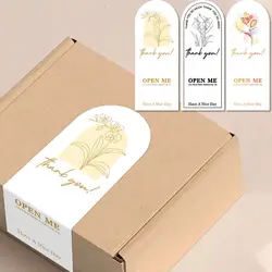 50PCS Floral Pattern Thank You Stickers Multicolor Commodity Packaging Thanks Decals Party Supplies Gift Wrapping Open Me Tags
