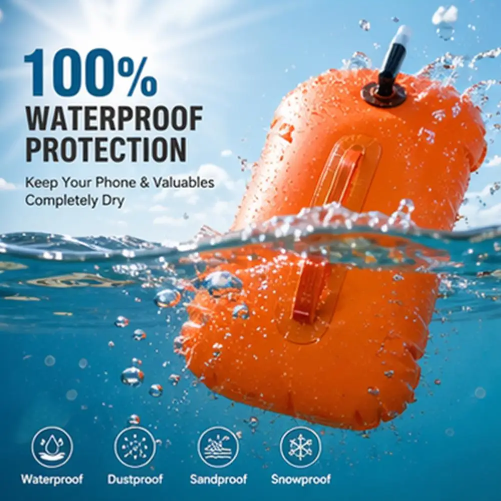 Schwimmboje Wasserdichter Trockensack mit Touchscreen-Handyfach, Schwimmsicherheitsflöße für Freiwasserschwimmer und Triathleten, Schleppflöße – Detail 5