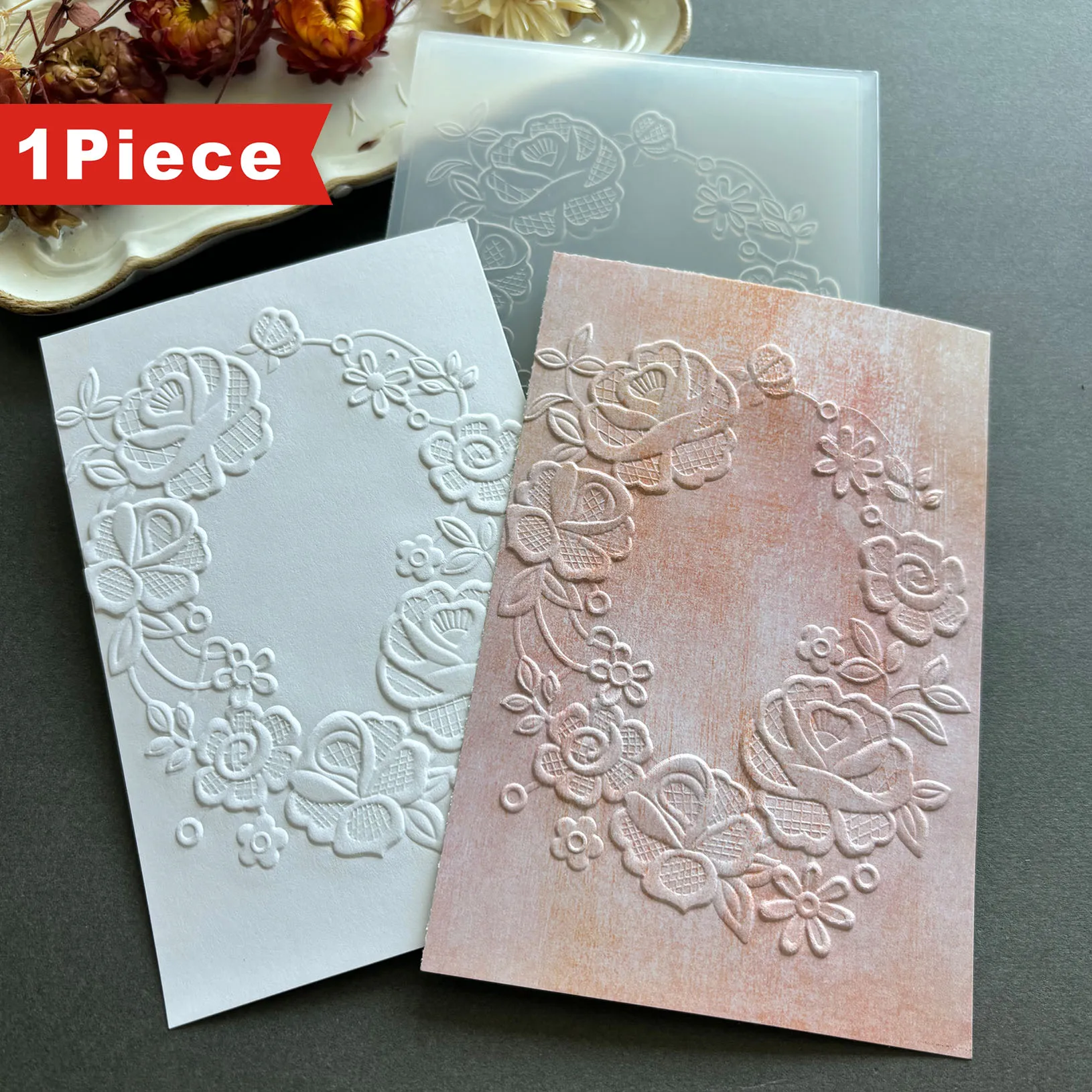 

Папка с 3D рельефным тиснением — дизайн «Желтый цветочный венок в стиле барокко», подходит для скрапбукинга и визиток своими руками.