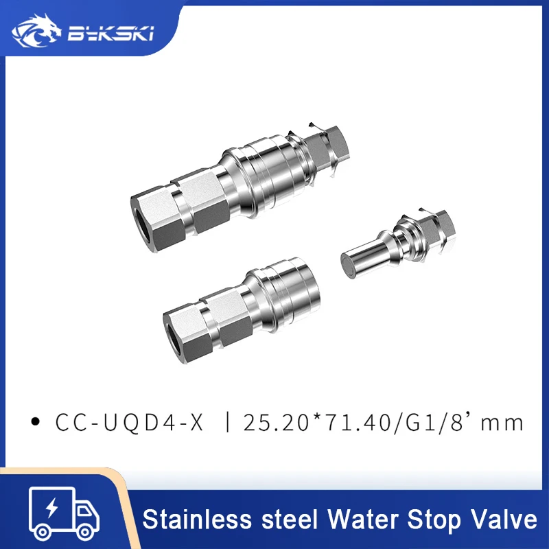 

Bykski Fast Cut-off Stainless Steel Water Stop Valve Server Data Center Liquid Cooling Quick Connector , CC-UQD4-X