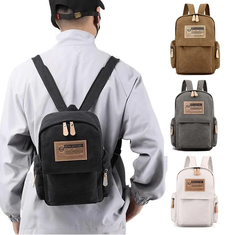 

Men's Large Capacity Canvas Backpack Multi-Pouch Business Travel Crossbody Chest Bag with Big Pocket for Students Daily Use