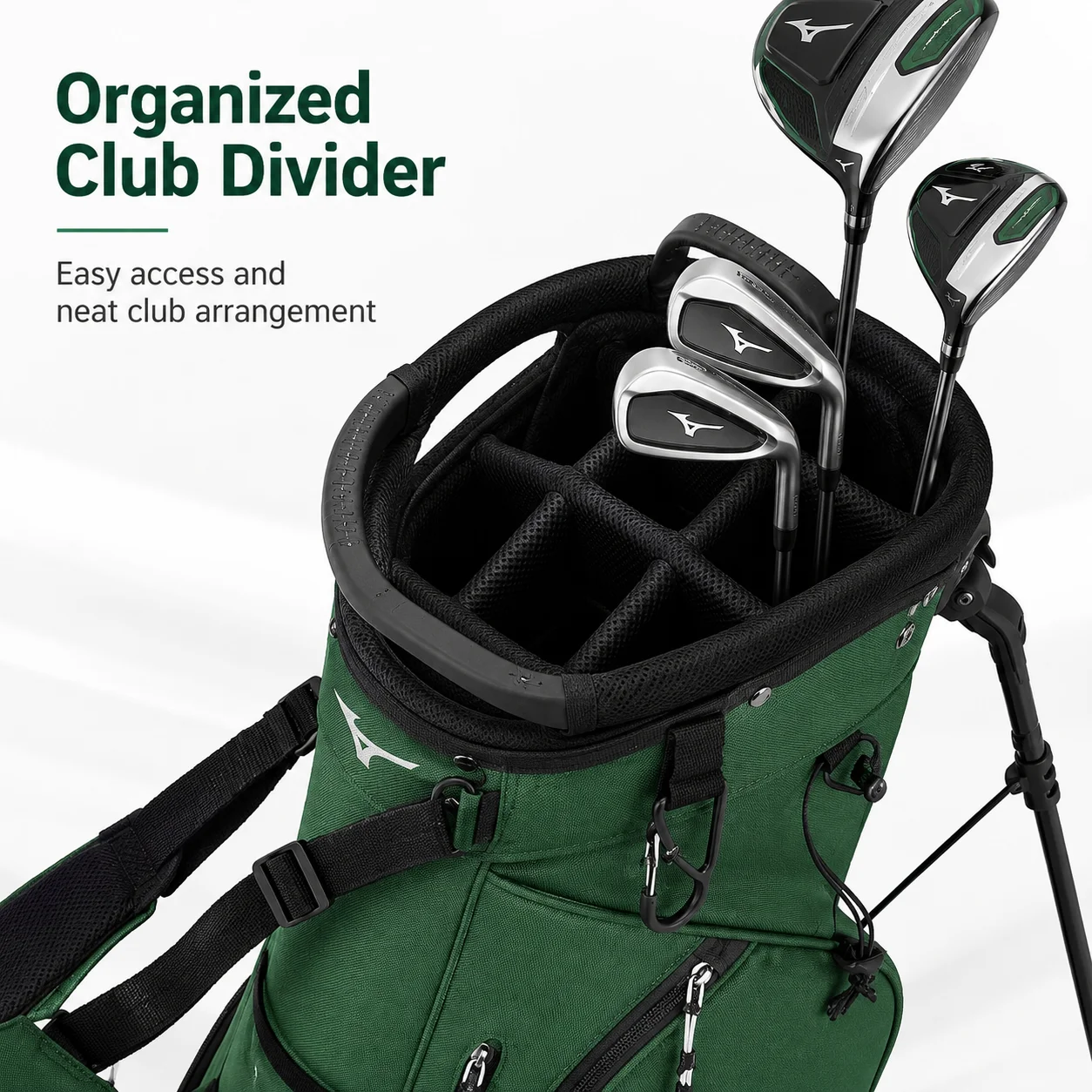 Mizuno BR-D3 Lightweight Golf Stand Bag Portable Men's Club Organizer Carry Case High Capacity Course Walking Gear 5LJC2421 view 5